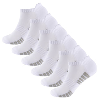 Womens 6pk Striped Half Terry White Trainer Socks